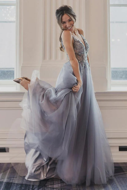 The Ophelia Long V-neck Gown