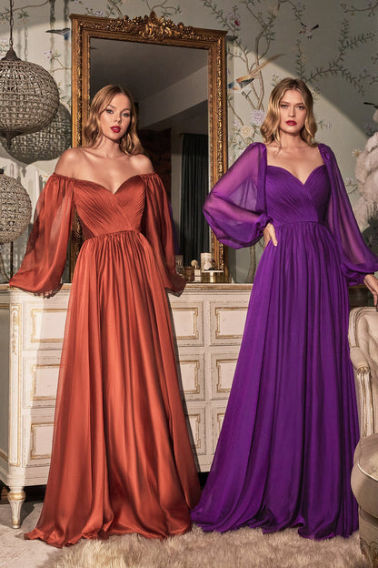 The Victoria Long Sleeve Chiffon Gown