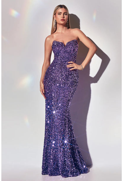 The Megara Fitted Strapless Sequin Gown